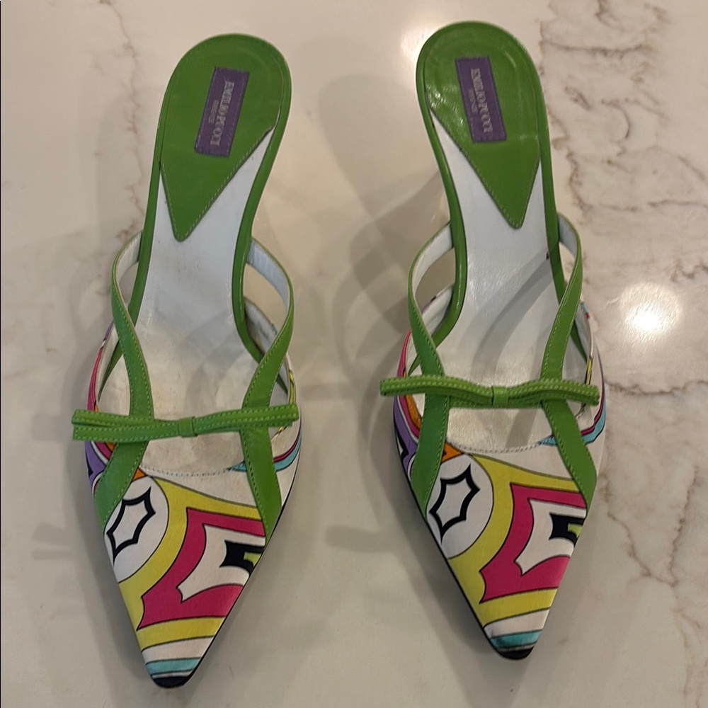 Emilio Pucci Satin Printed Mules